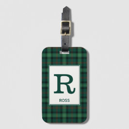 Clan Ross Jagd Tartan Green Kariert Monogram Gepäckanhänger