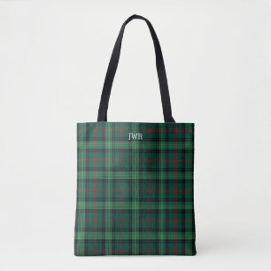 Clan Ross Jagd Tartan Green Kariert Monogramm Tasche