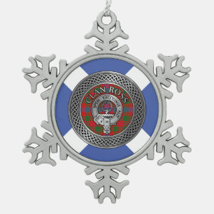 Clan Ross Wappen & Tartan Knot Schneeflocken Zinn-Ornament