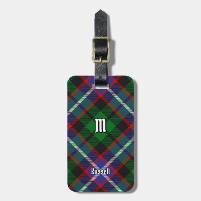 Clan Russell Tartan Gepäckanhänger (Vorderseite vertikal)