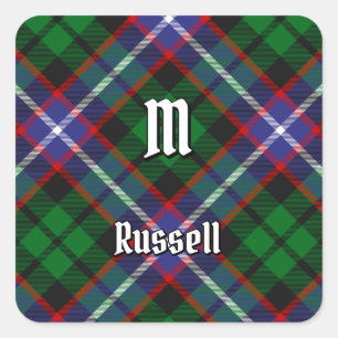 Clan Russell Tartan Quadratischer Aufkleber