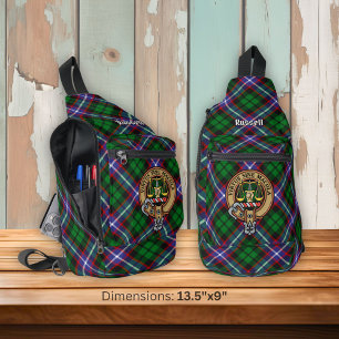 Clan Russell-Wappen über Tartan Crossbody Bag