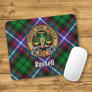 Clan Russell-Wappen über Tartan Mousepad
