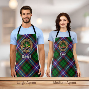 Clan Russell-Wappen über Tartan Schürze
