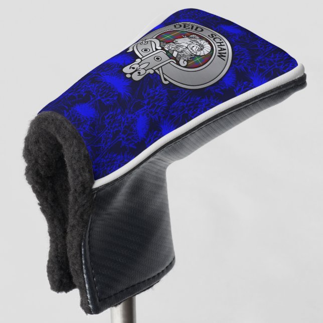 Clan Ruthven Wappen & Tartan auf Thistle Golf Headcover (3/4 Vorderseite)