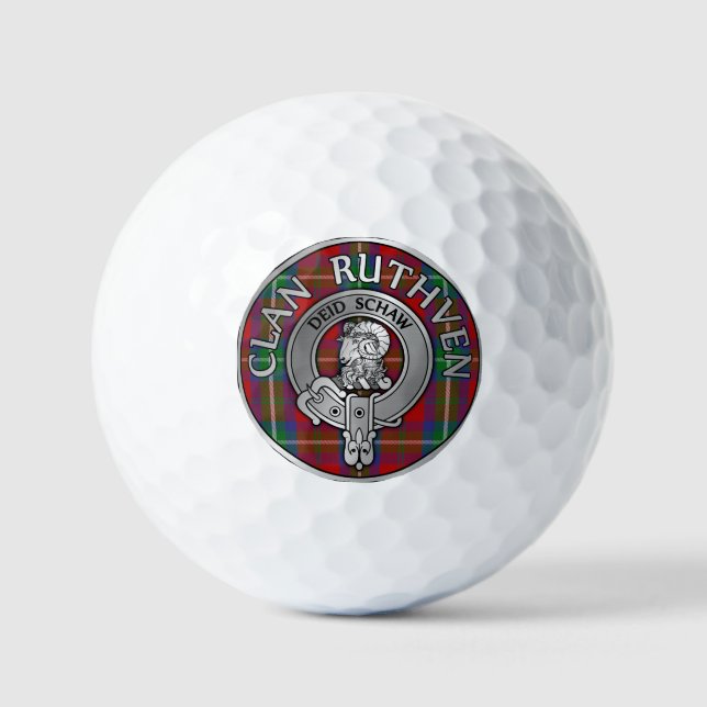 Clan Ruthven Wappen & Tartan Golfball (Vorderseite)