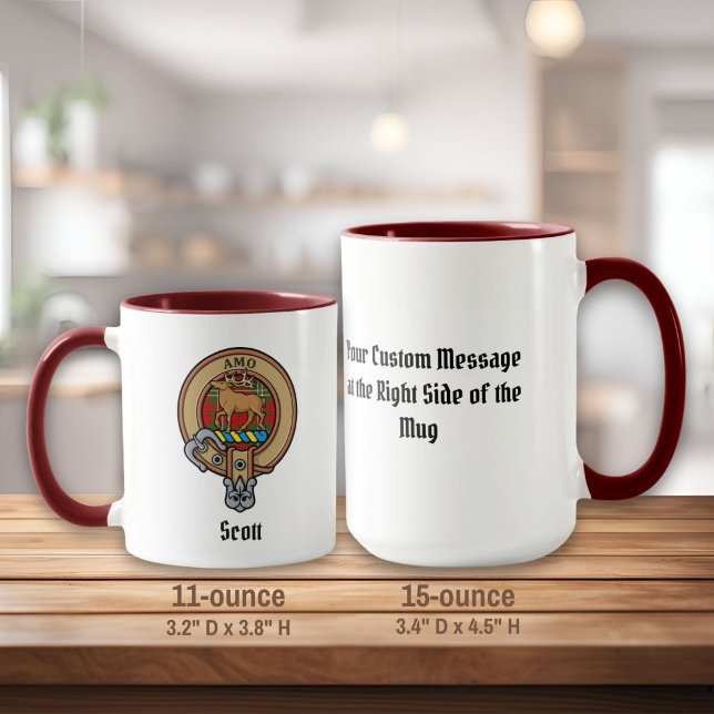 Clan Scott Crest sur la Mug Tartan Rouge (Créateur téléchargé)