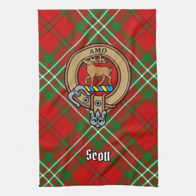 Clan Scott Crest sur la serviette de cuisine Tarta (Vertical)