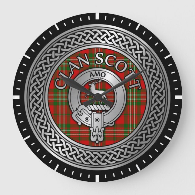 Clan Scott Crest & Tartan Knot Grande horloge (Recto)