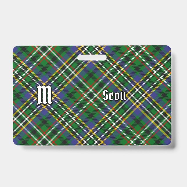 Clan Scott Green Tartan Abzeichen Ausweis (Front)