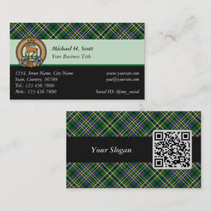 Clan Scott Green Tartan Business Card Visitenkarte