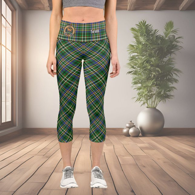 Clan Scott Green Tartan Capri Leggings (Créateur téléchargé)