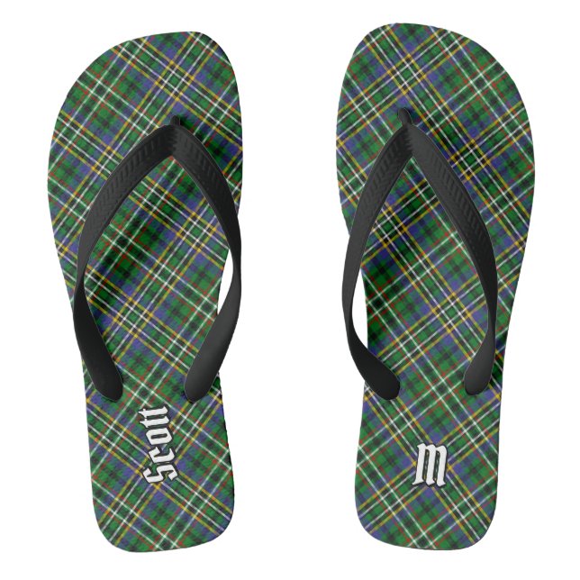 Clan Scott Green Tartan Flip Flops (Fußbett)