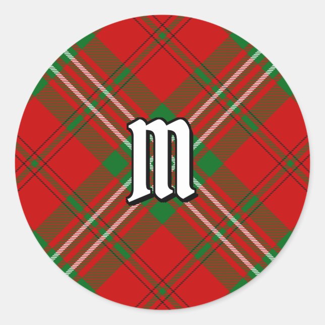 Clan Scott Red Tartan Classic Round Sticker (Vorderseite)