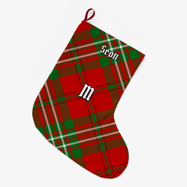 Clan Scott Red Tartan Weihnachts-Strumpf Großer Weihnachtsstrumpf (Vorderansicht (hängend))