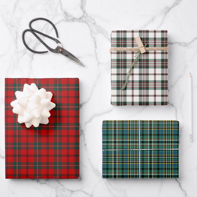 Clan Scott Tartan Variationen Geschenkpapier Set (Vorderseite)