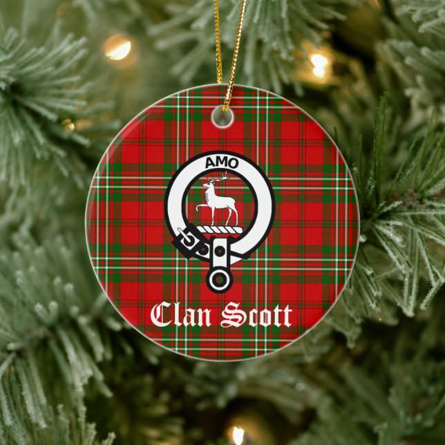 Clan Scott Wappen Abzeichen und Tartan Keramik Ornament (Baum)