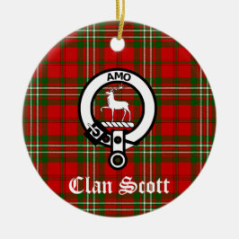 Clan Scott Wappen Abzeichen und Tartan Keramik Ornament
