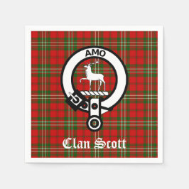 Clan Scott Wappen Abzeichen und Tartan Serviette