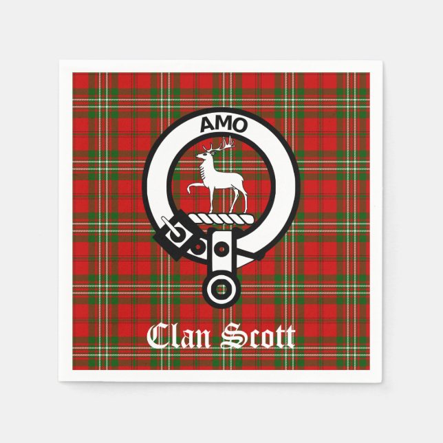 Clan Scott Wappen Abzeichen und Tartan Serviette (Vorderseite)