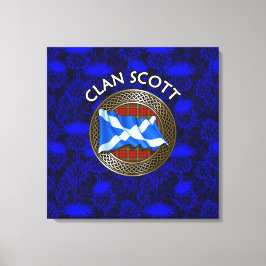 Clan Scott Wappen & Tartan Knot on Thistle Leinwanddruck