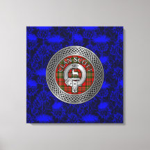 Clan Scott Wappen & Tartan Knot on Thistle