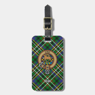 Clan Scott Wappen über Green Tartan Gepäckanhänger
