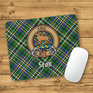Clan Scott Wappen über Green Tartan Mousepad