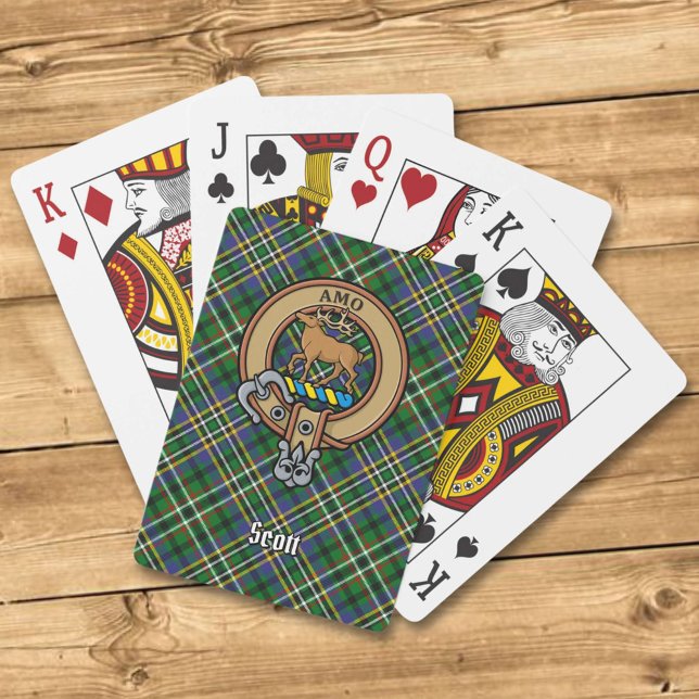 Clan Scott Wappen über Green Tartan Playing Cards Spielkarten (Von Creator hochgeladen)