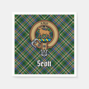 Clan Scott Wappen über Green Tartan Serviette
