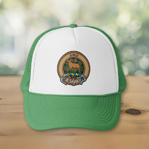 Clan Scott Wappen über Green Tartan Trucker Hat Truckerkappe