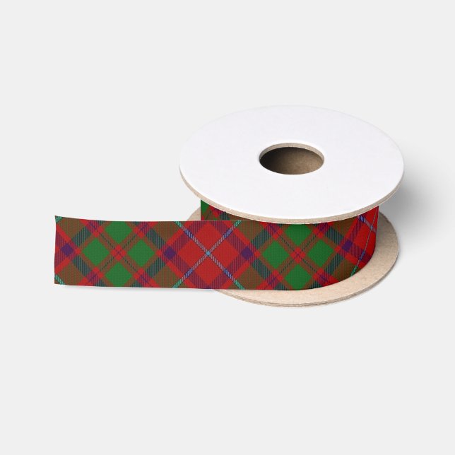 Clan-Shaw klassischer roter grüner Tartan Satinband (Spule)