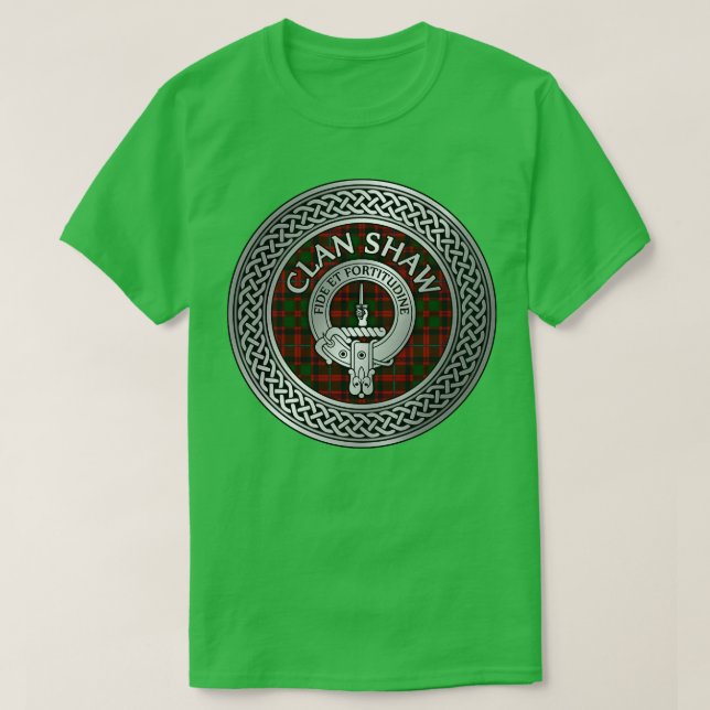 Clan Shaw Wappen Tartan Knot T-Shirt (Design vorne)