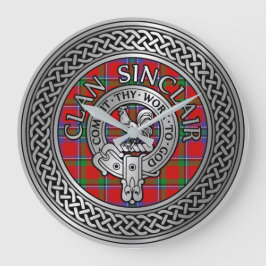 Clan Sinclair Crest & Tartan Knot Große Wanduhr