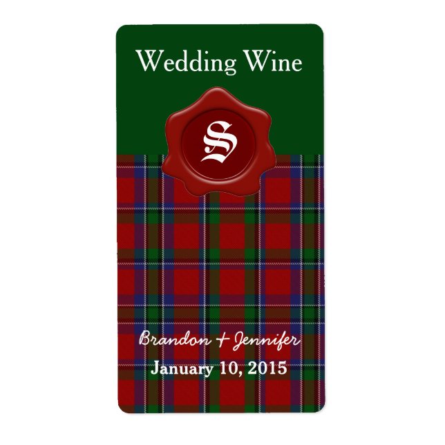 Clan Sinclair Kariert Wedding Mini Wine Labels (Vorne)