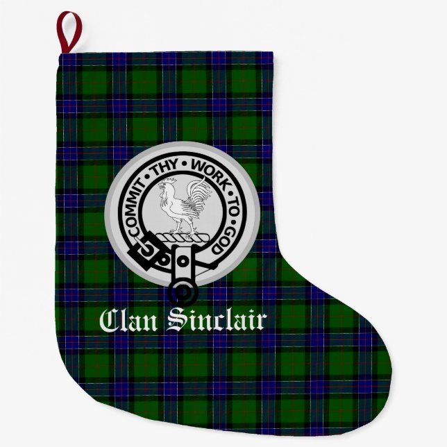 Clan Sinclair Wappen Abzeichen & Tartan individuel Großer Weihnachtsstrumpf (Vorderseite)