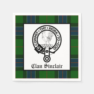 Clan Sinclair Wappen Abzeichen und Tartan Serviette