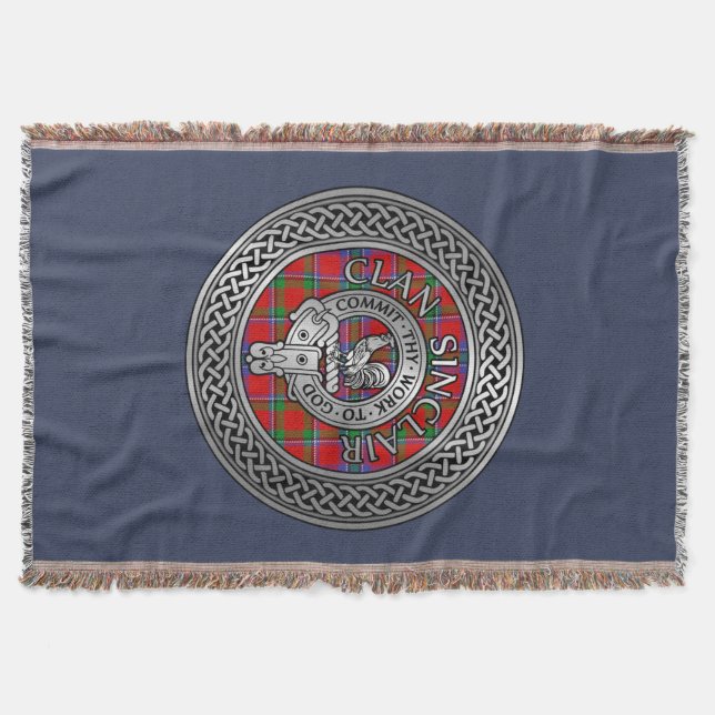 Clan Sinclair Wappen & Tartan Knot Decke (Vorderseite)