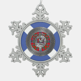 Clan Sinclair Wappen & Tartan Knot Schneeflocken Zinn-Ornament