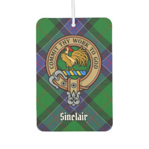 Clan Sinclair Wappen über Jagd Tartan Autolufterfrischer