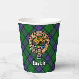 Clan Sinclair Wappen über Jagd Tartan Pappbecher