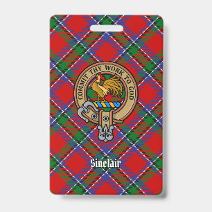 Clan Sinclair Wappen über Red Tartan Ausweis
