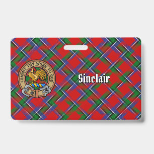 Clan Sinclair-Wappen über rotem Tartan Ausweis
