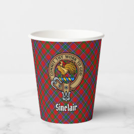Clan Sinclair Wappen über Tartan Pappbecher