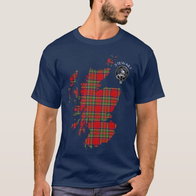 Clan Stewart | Stuart Map & Wappen T - Shirt (Vorderseite)