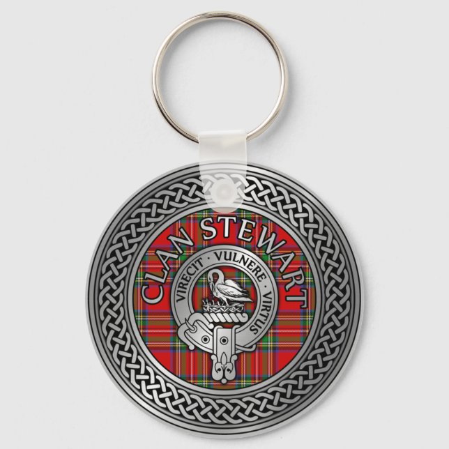Clan Stewart | Stuart Wappen & Tartan Knot Schlüsselanhänger (Vorderseite)