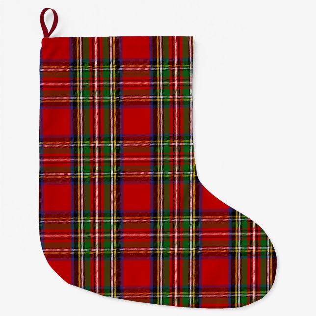 Clan Stewart Tartan Kariert Großer Weihnachtsstrumpf (Vorderseite)