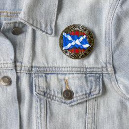 Clan Stewart Tartan Knot & Flag Button