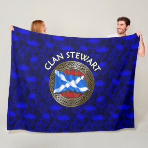 Clan Stewart Tartan Knot & Flag Fleecedecke