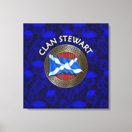 Clan Stewart Wappen & Tartan Knot on Thistle Leinwanddruck